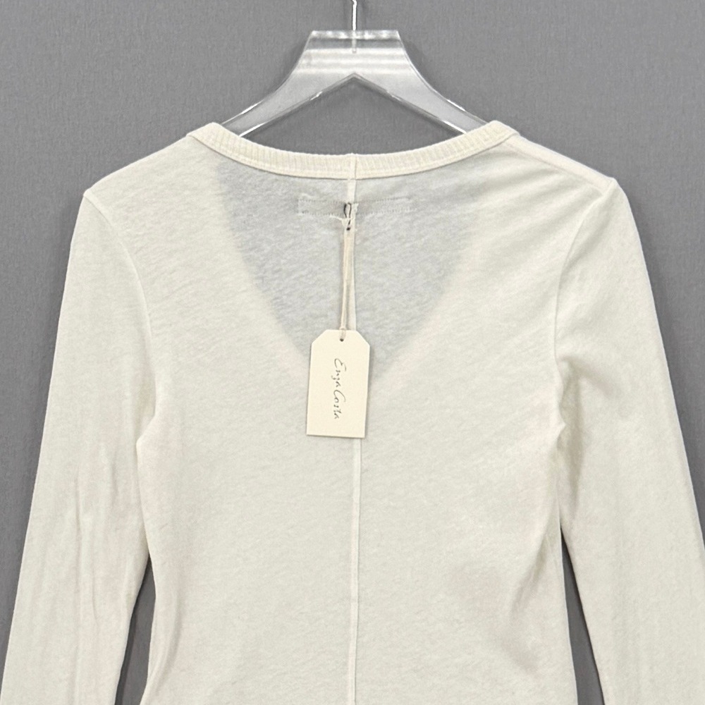 ENZA COSTA Cashmere Jersey New Classic V Neck Womens Small Cream Off White - Picture 6 of 12